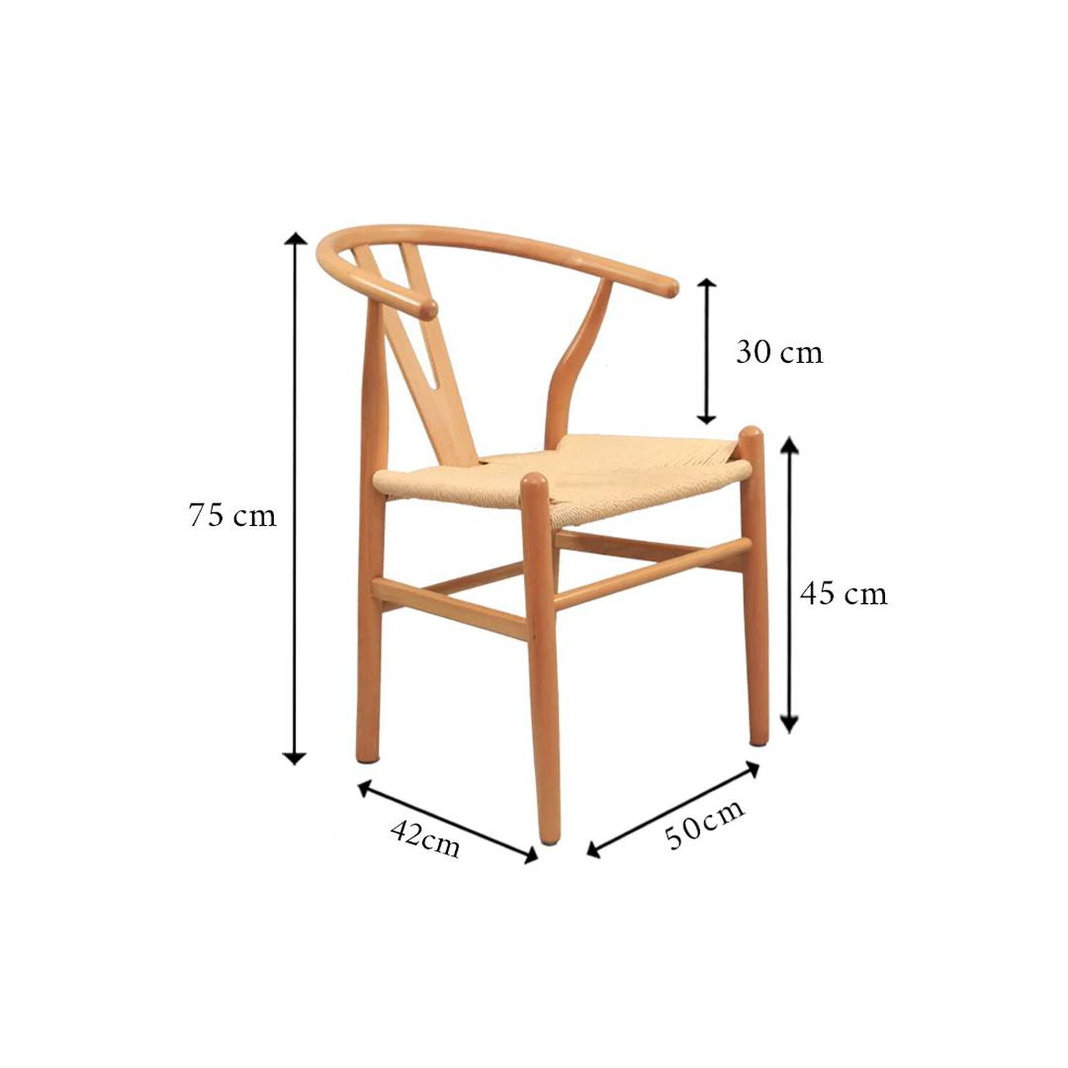 Pack 2 Sillas Wishbone Madera Asiento Rat&aacute;n Natural image number 4.0