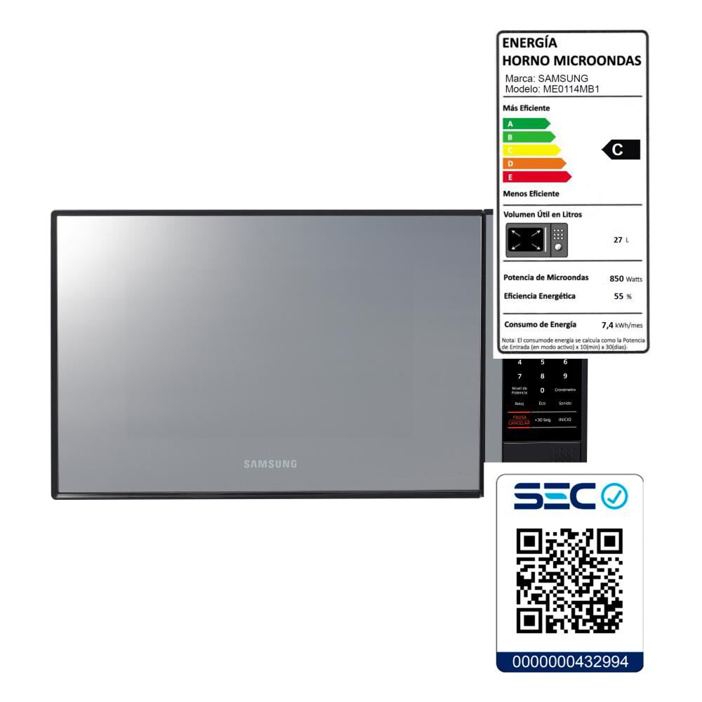 Microondas Samsung ME0114MB1/XZS / 32 Litros / 850W image number 7.0