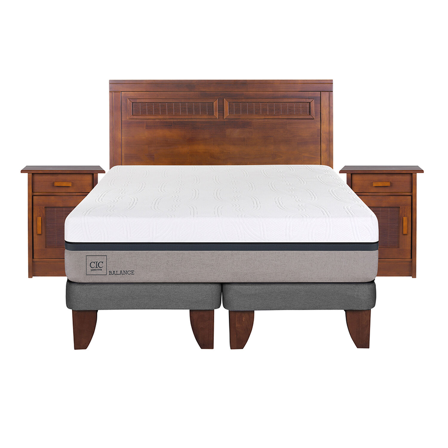 Cama Europea Cic Balance / 2 Plazas / Base Dividida + Set de Maderas Milan image number 1.0