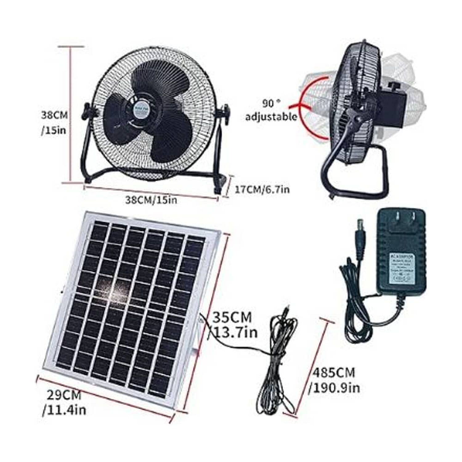 Ventilador De Mesa Recargable Metal Con Panel Solar image number 3.0