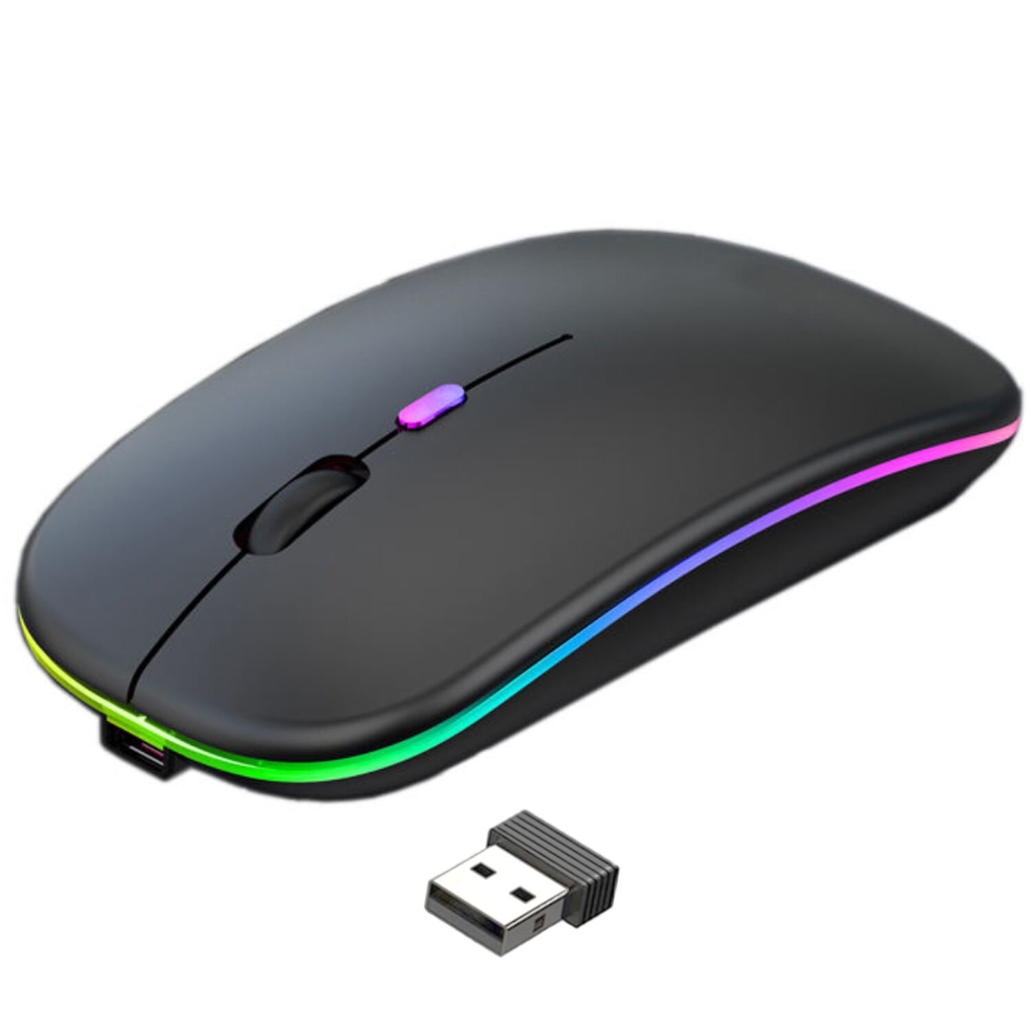Mouse Inal&aacute;mbrico Dual Bluetooth + Usb 2g Recargable Rgb Bk image number 7.0