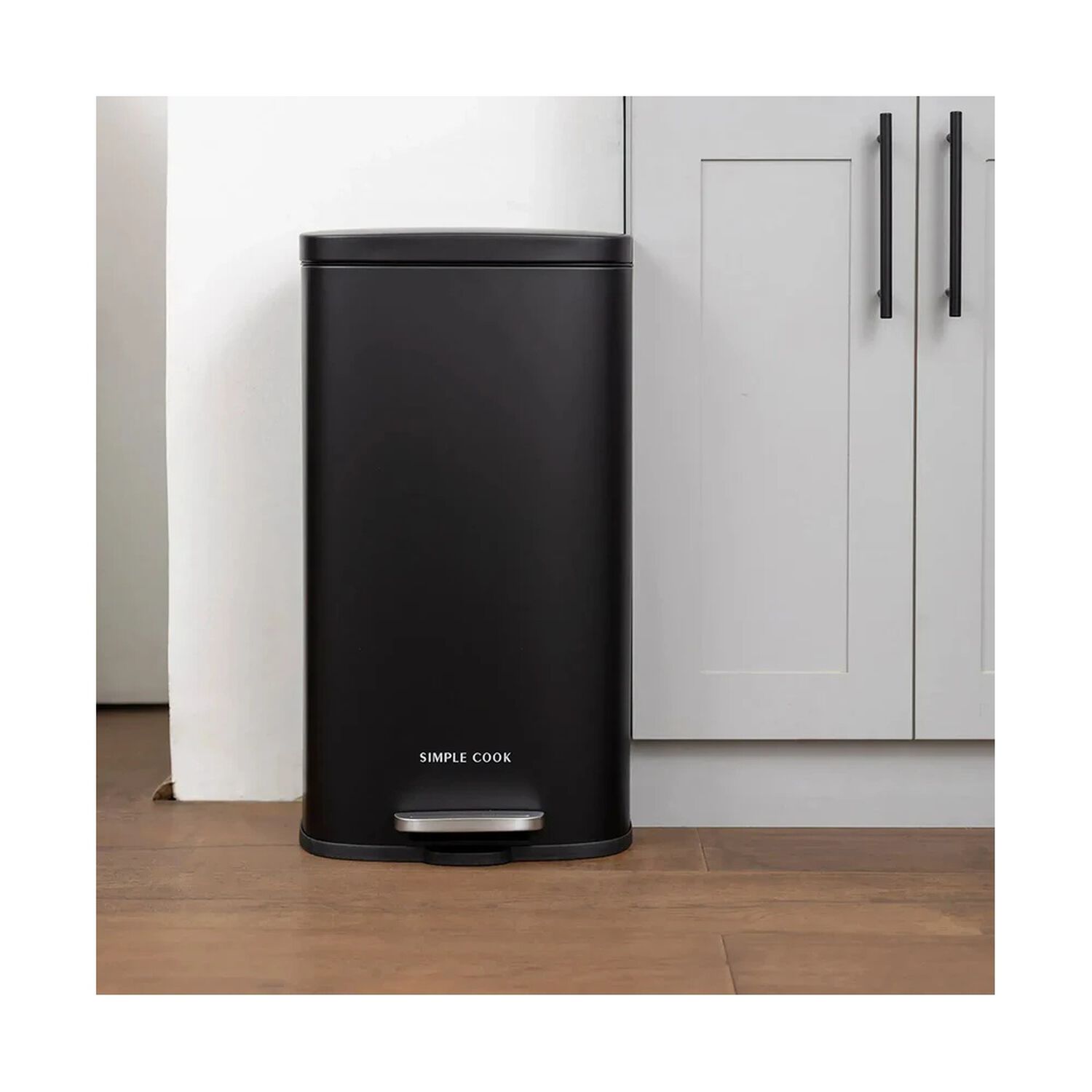 Basurero 30l Con Pedal Negro Mate Simple Cook image number 0.0