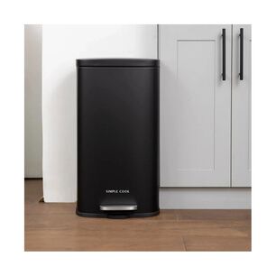 Basurero 30l Con Pedal Negro Mate Simple Cook