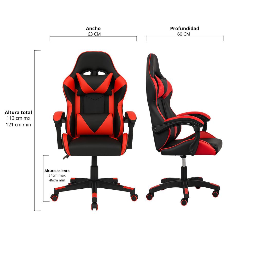 Silla Gamer Rocket Rojo Negro image number 1.0