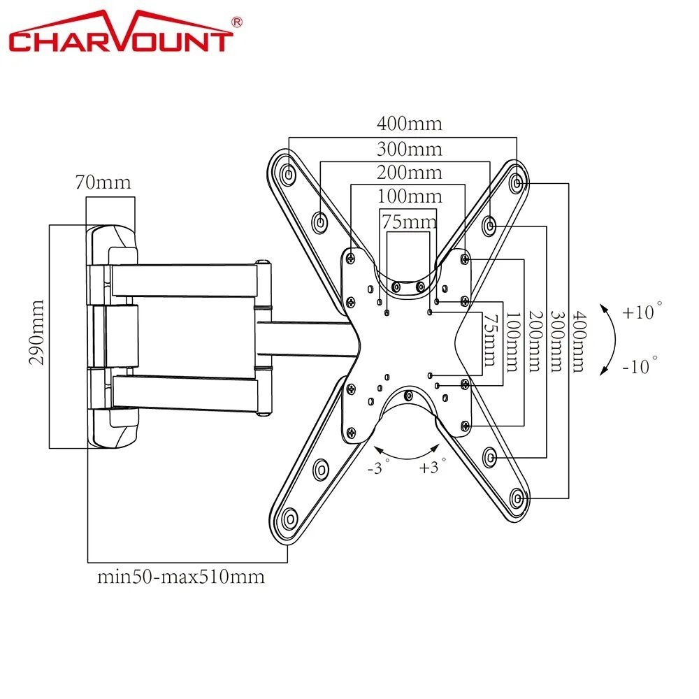 Soporte Tv Con Brazo Reforzado De Acero 26" A 55" Universal image number 6.0