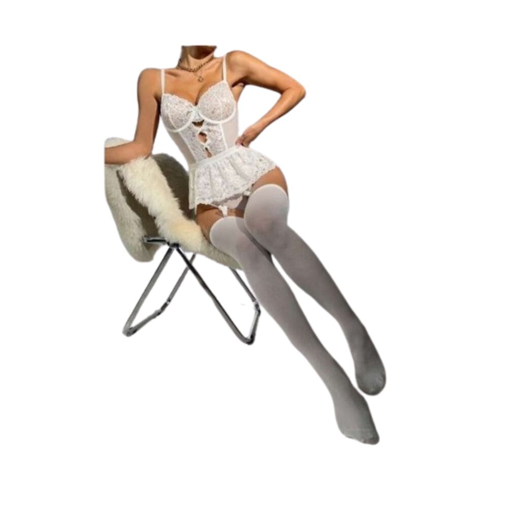 Lencería Encaje Vestido Lazo Abertura Con Aro image number 1.0