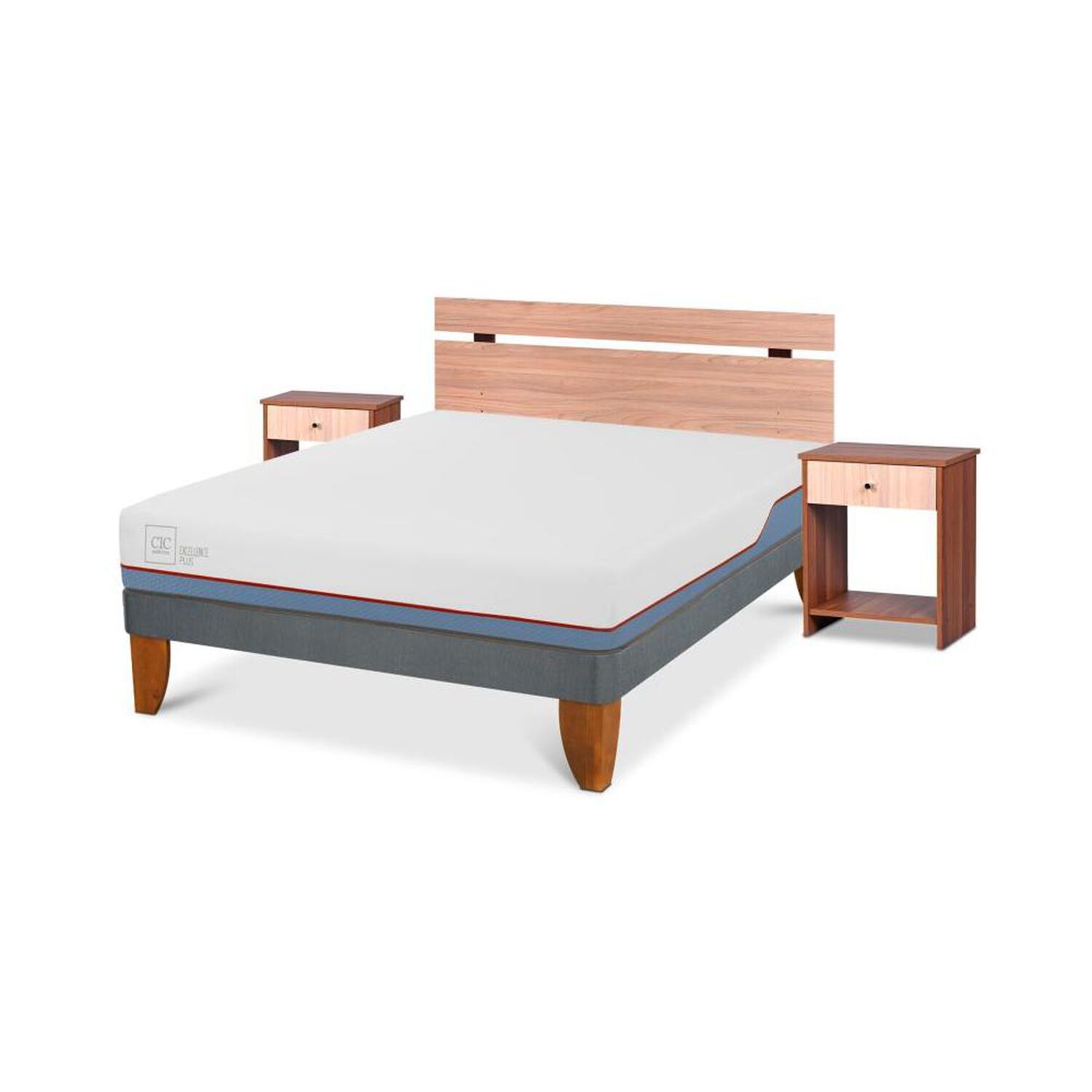 Cama Europea Cic Excellence Plus / 2 Plazas / Base Normal + Set De Maderas image number 1.0