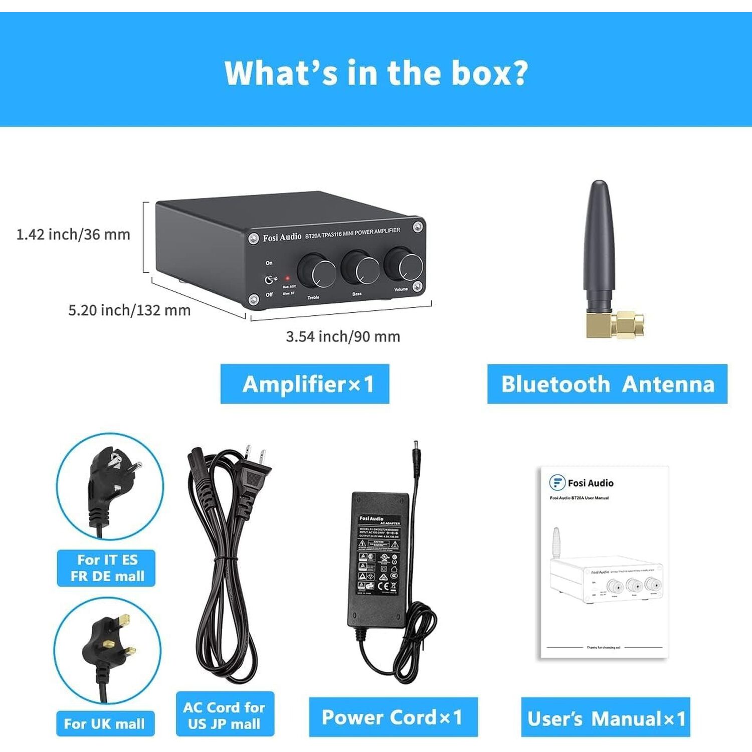 Amplificador Bluetooth 5.0 Clase D 2x100w - Fosi Audio Bt20a image number 4.0
