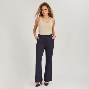Pantal&oacute;n Tiro Medio Flare Con Cintur&oacute;n Mujer Lorenzo Di Pontti