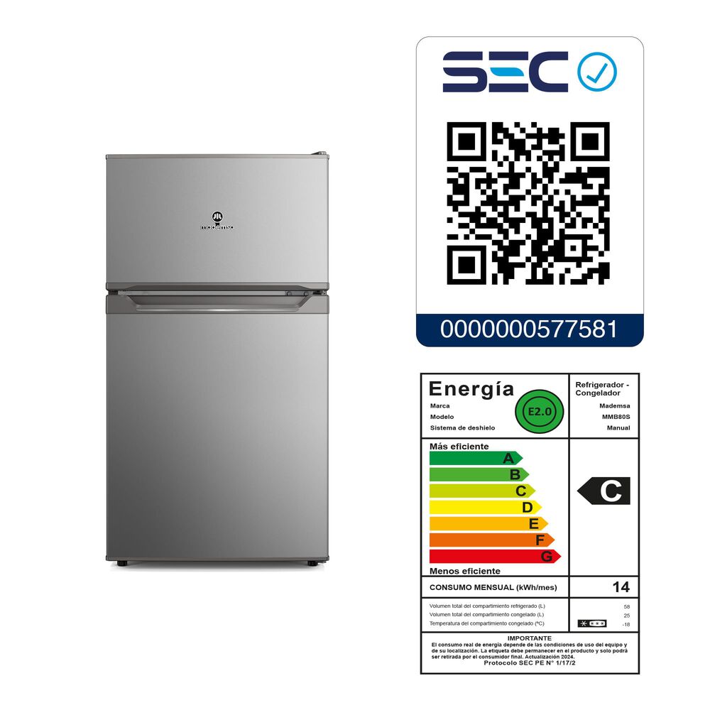 Mini Refrigerador 83l Fr&iacute;o Directo Top Freezer Inverter Mmb80s image number 8.0