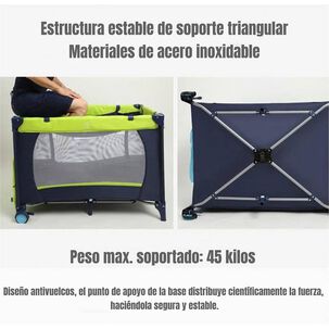 Cuna Corral Con Mudador Mosquitero Colch&oacute;n Azul Lubabycas