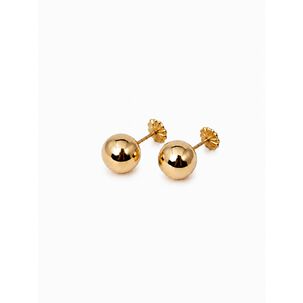 Aros Bolita 8mm N6 Oro 18k 1.20g Juvenil Mujer Hipoalerg&eacute;nic Dorado