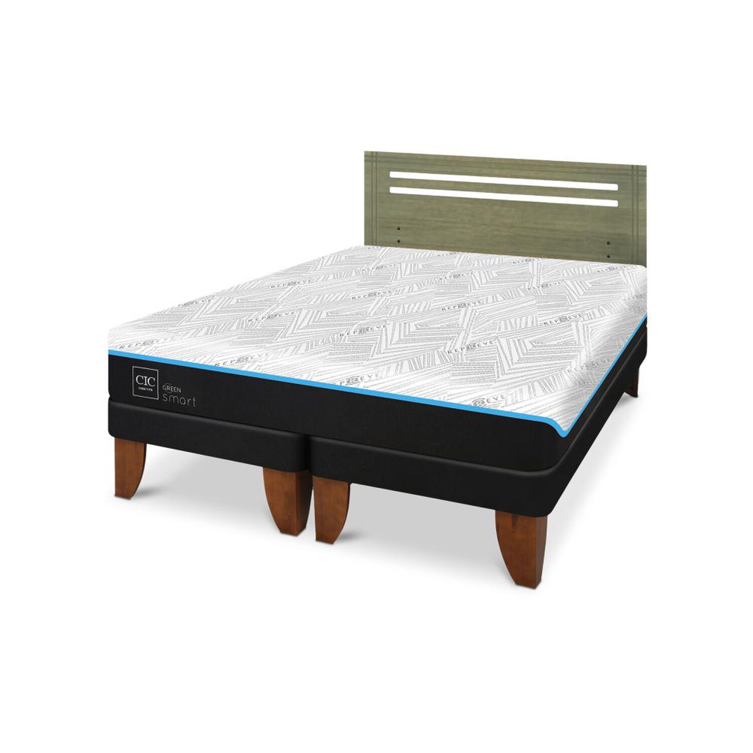 Cama Europea Cic Green Infinity / 2 Plazas / Base Dividida + Respaldo image number 1.0