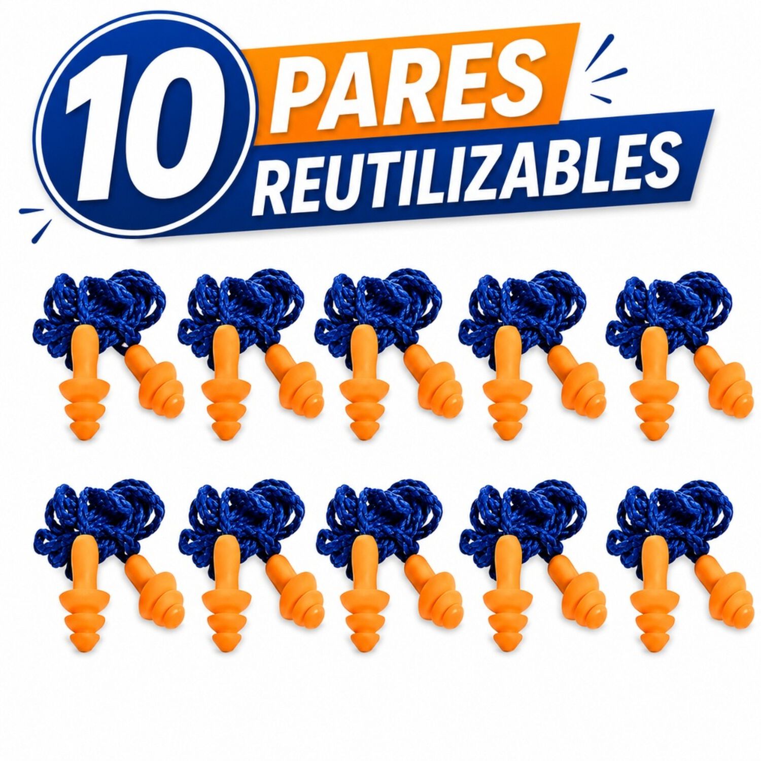 Tapon Auditivo Daumer Reutilizable (10 Pares) Con Cordon image number 0.0