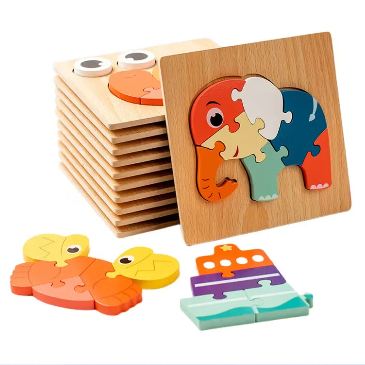 Puzzle Rompecabeza De Madera Encaje Didactico 15x15cm Ni&ntilde;os Tortuga image number 3.0