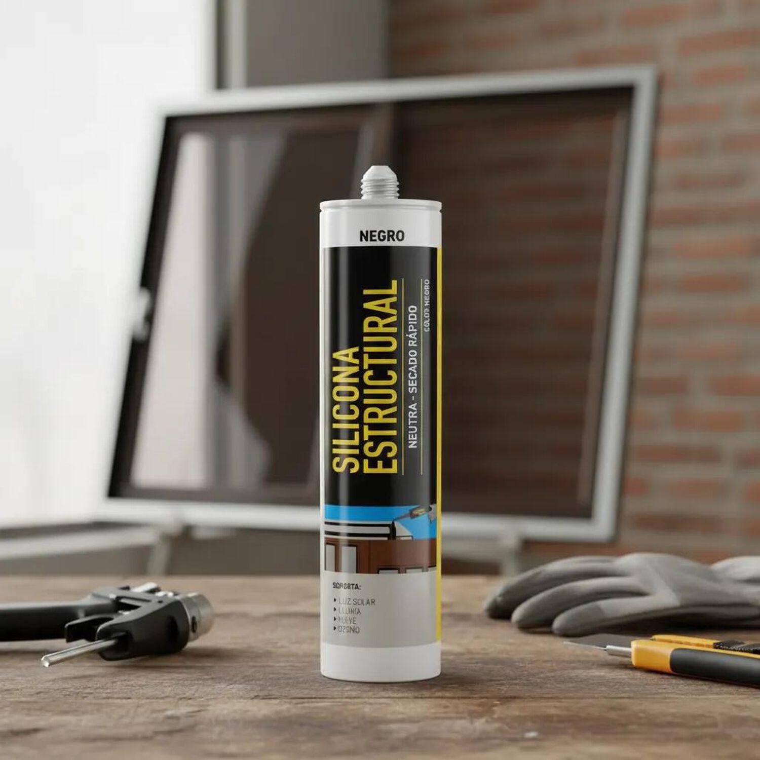 Silicona Estructural Negra Sellador Fachadas Junturas 280ml image number 4.0