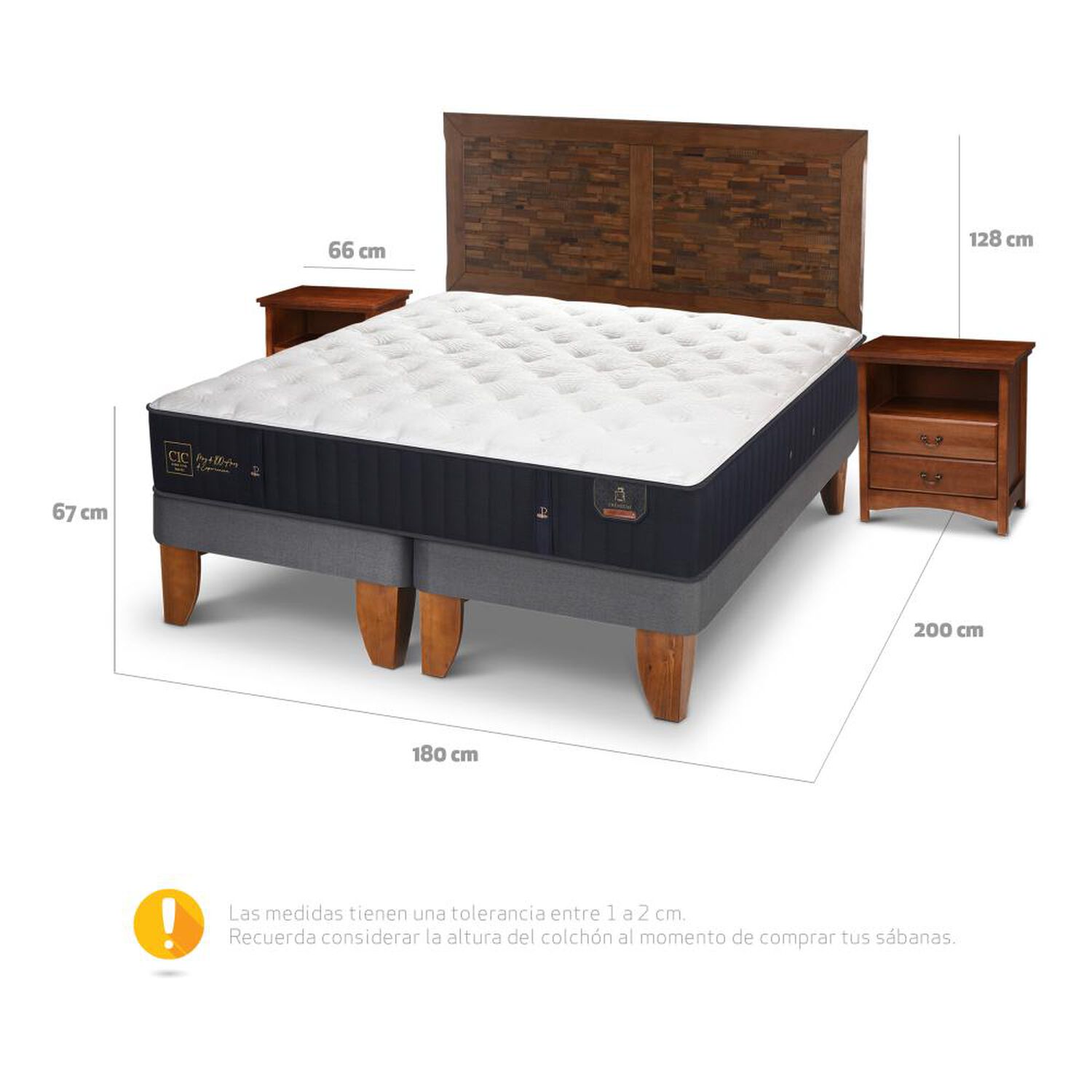 Cama Europea Cic Premium / King / Base Dividida + Set De Maderas image number 2.0