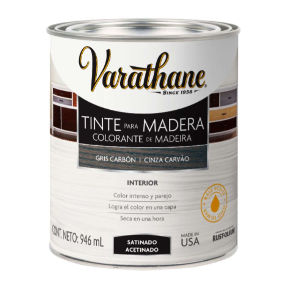 Tinte Para Madera Satinado 946ml Gris Carbón - Varathane image number 0.0