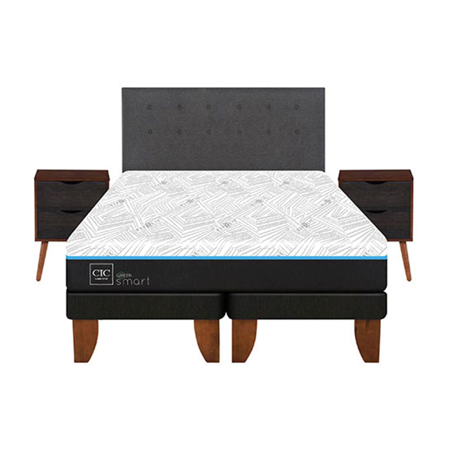 Cama Europea Cic Green Infinity / King / Base Dividida + Set De Maderas image number 0.0
