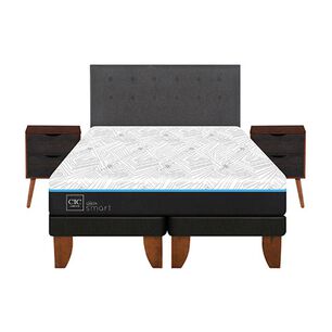 Cama Europea Cic Green Infinity / King / Base Dividida + Set De Maderas