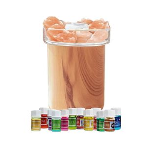 Humidificador Piedras Sal + 12 Esencias Aromaticas Marron Claro