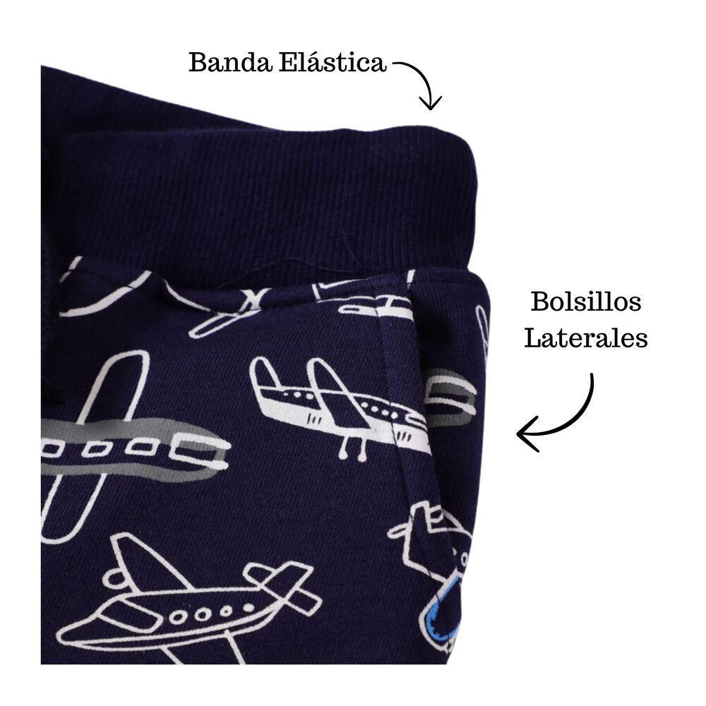 Pantal&oacute;n Buzo Ni&ntilde;o 100% Algod&oacute;n Jump Kids Azul Oscuro Aviones image number 2.0