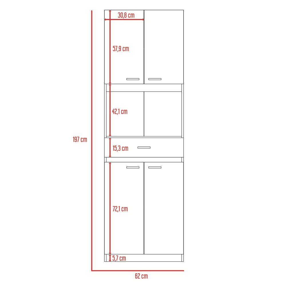Mueble Microondas 4 Puertas 1 Cajon Fm-014b Negro Y Blanco image number 7.0