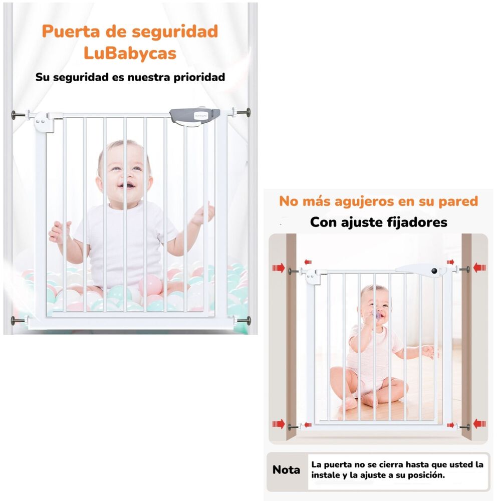 Puerta Seguridad Reja Expandible Beb&eacute; 77-102cm Lubabycas image number 2.0