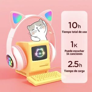 Aud&iacute;fonos Gamer Blancos Con Luz Led