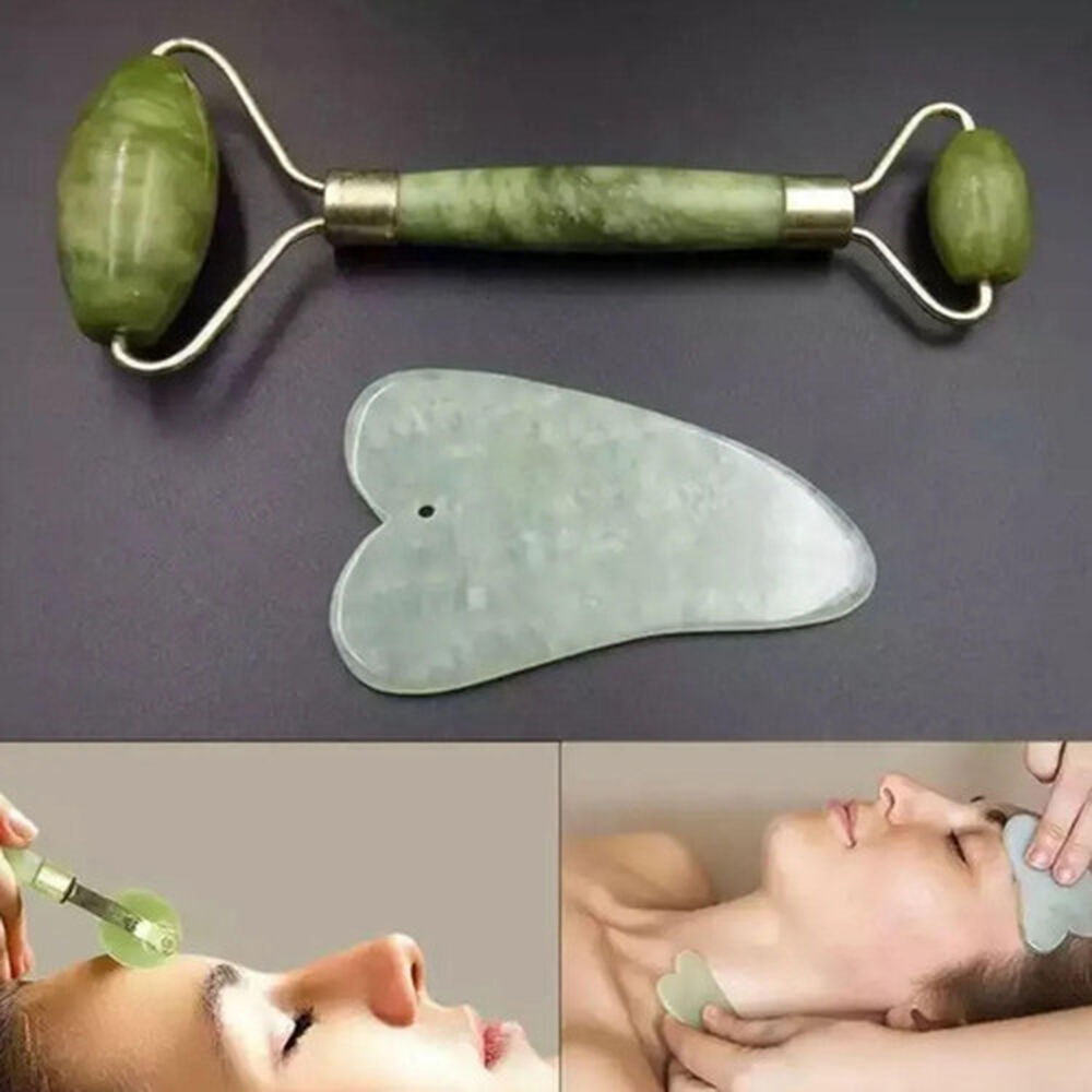 Rodillo Masajeador Facial Y Piedra De Jade 100% Natural image number 3.0