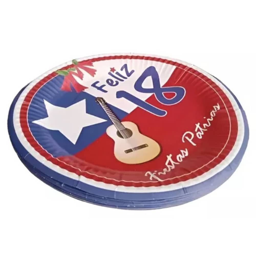 Platos De Cart&oacute;n Viva Chile, Fiestas Patrias 48 Unidades image number 3.0