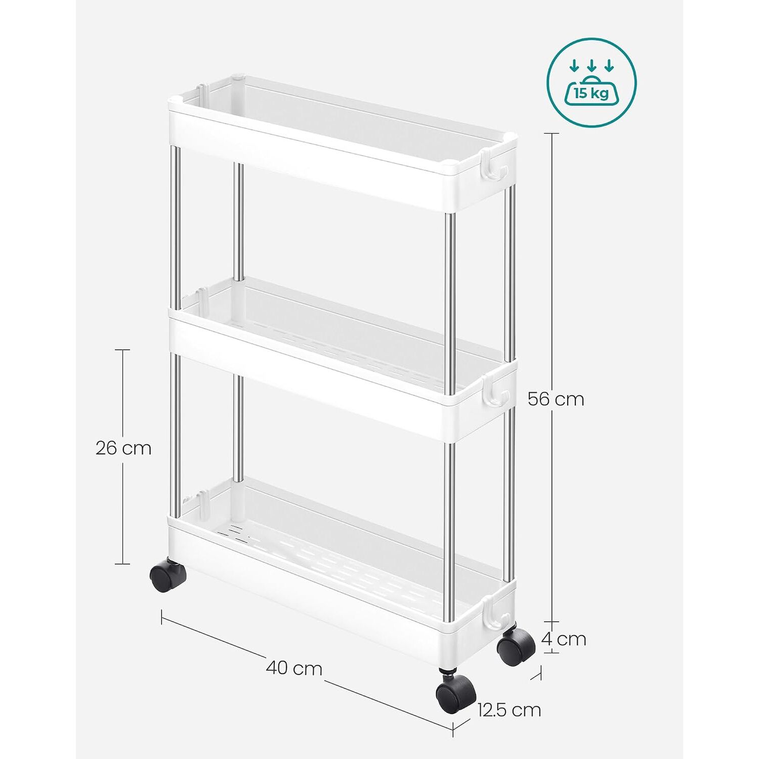 Carro Multiuso Angosto Songmics Con Ruedas 3 Niveles 14,4 Cm image number 4.0