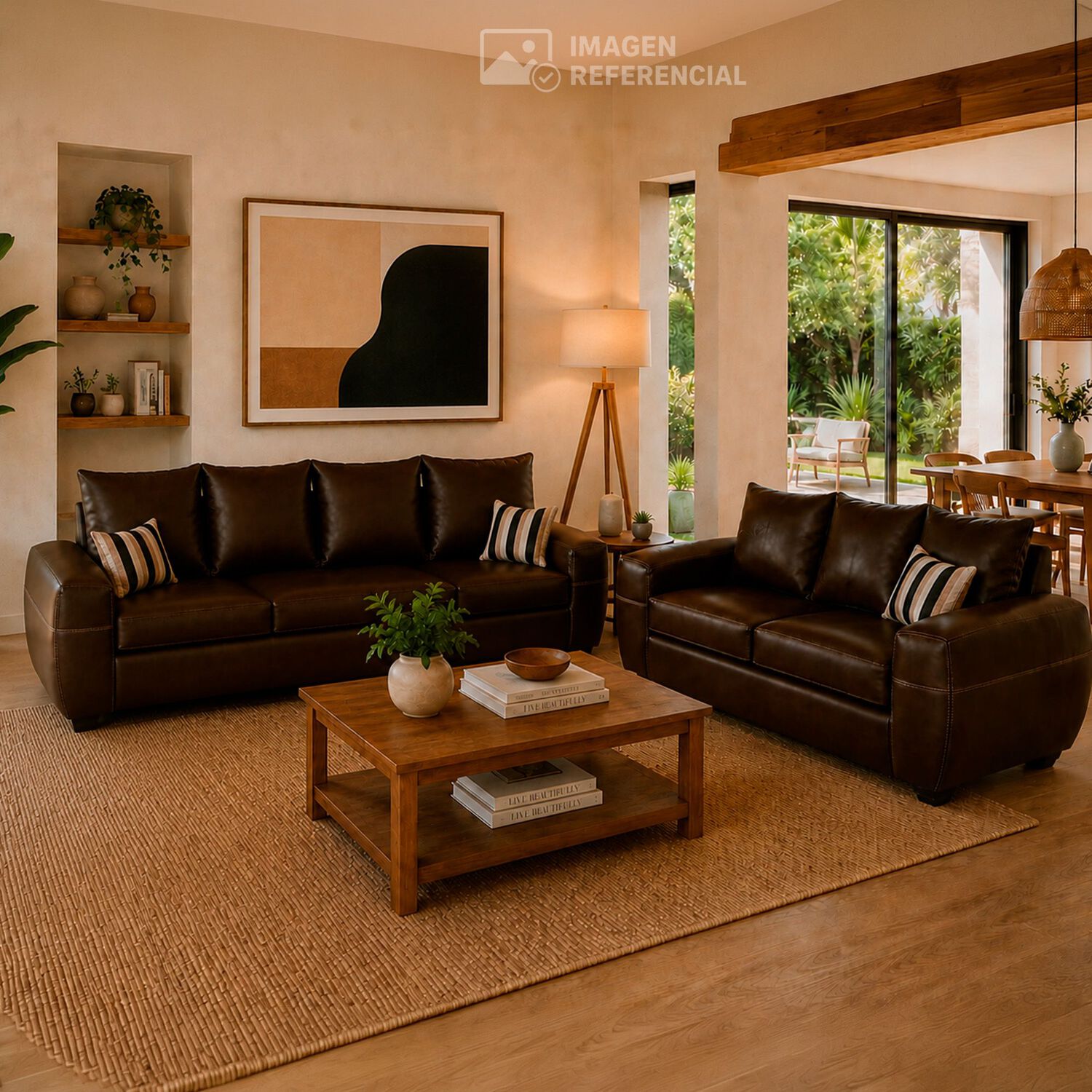 Juego De Living Elegant Detail Houston Pu / 5 Cuerpos image number 0.0