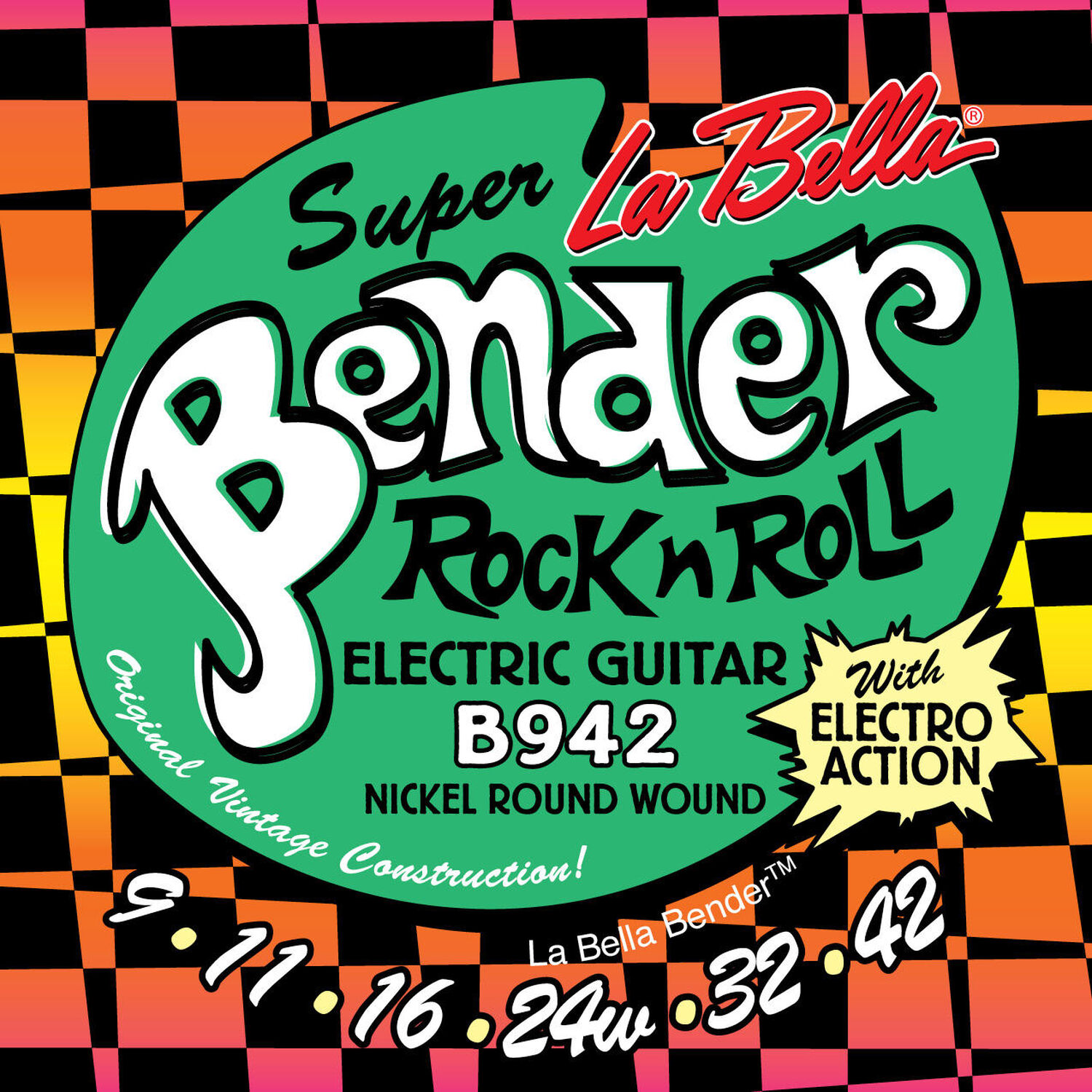 Set Guitarra El&eacute;ctrica Super Bender 9-42 B942 La Bella image number 0.0
