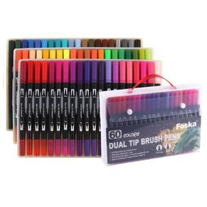 Set 60 Lettering Marcadores Doble Punta Pincel Brush