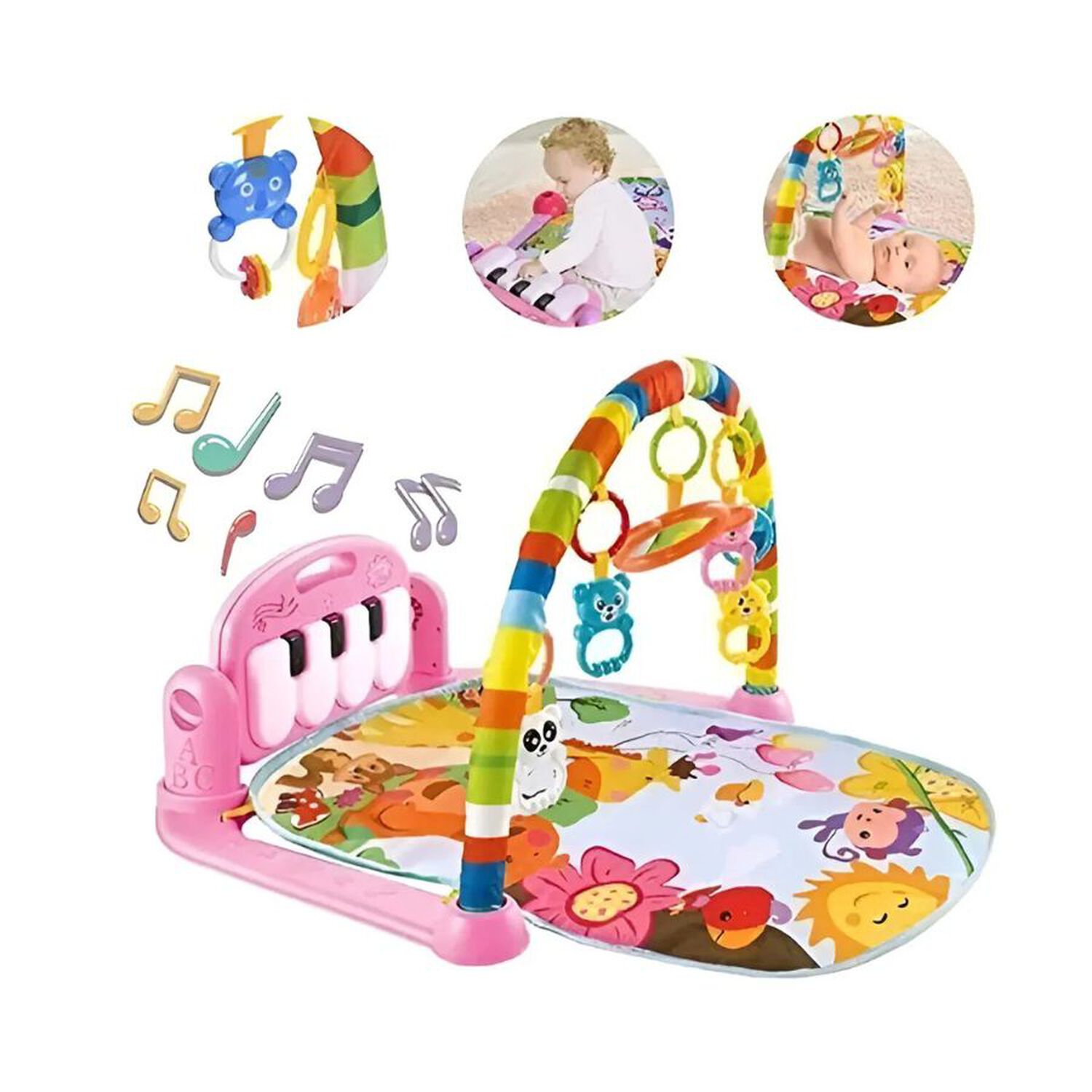 Gimnasio De Beb&eacute; Alfombra Infantil Musical Con Piano Rosa image number 3.0