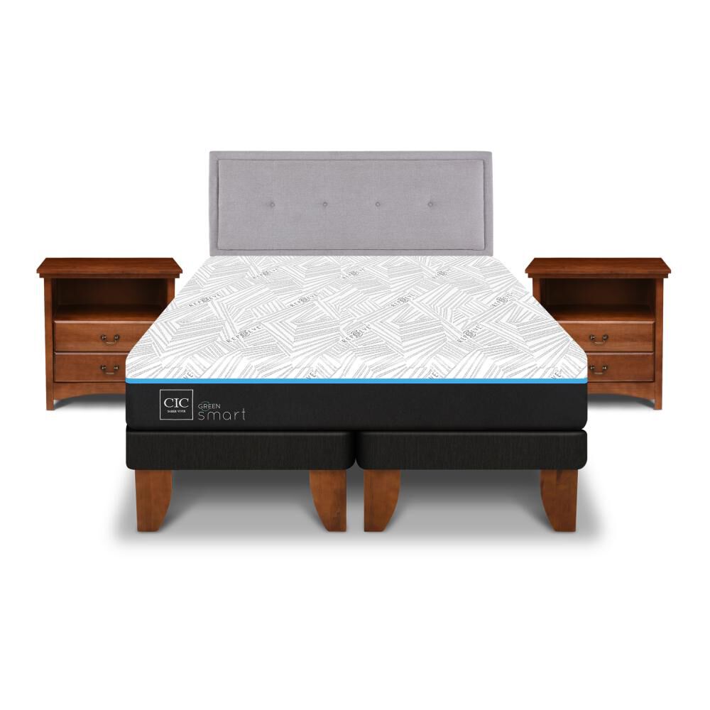 Cama Europea Cic Green Infinity / 2 Plazas / Base Dividida + Set De Maderas image number 0.0