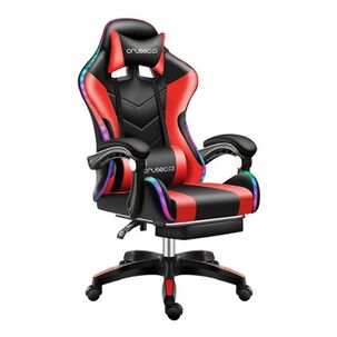 Silla Gamer Con Luz Rgb Reposapiés Y Masajeador Reclinable