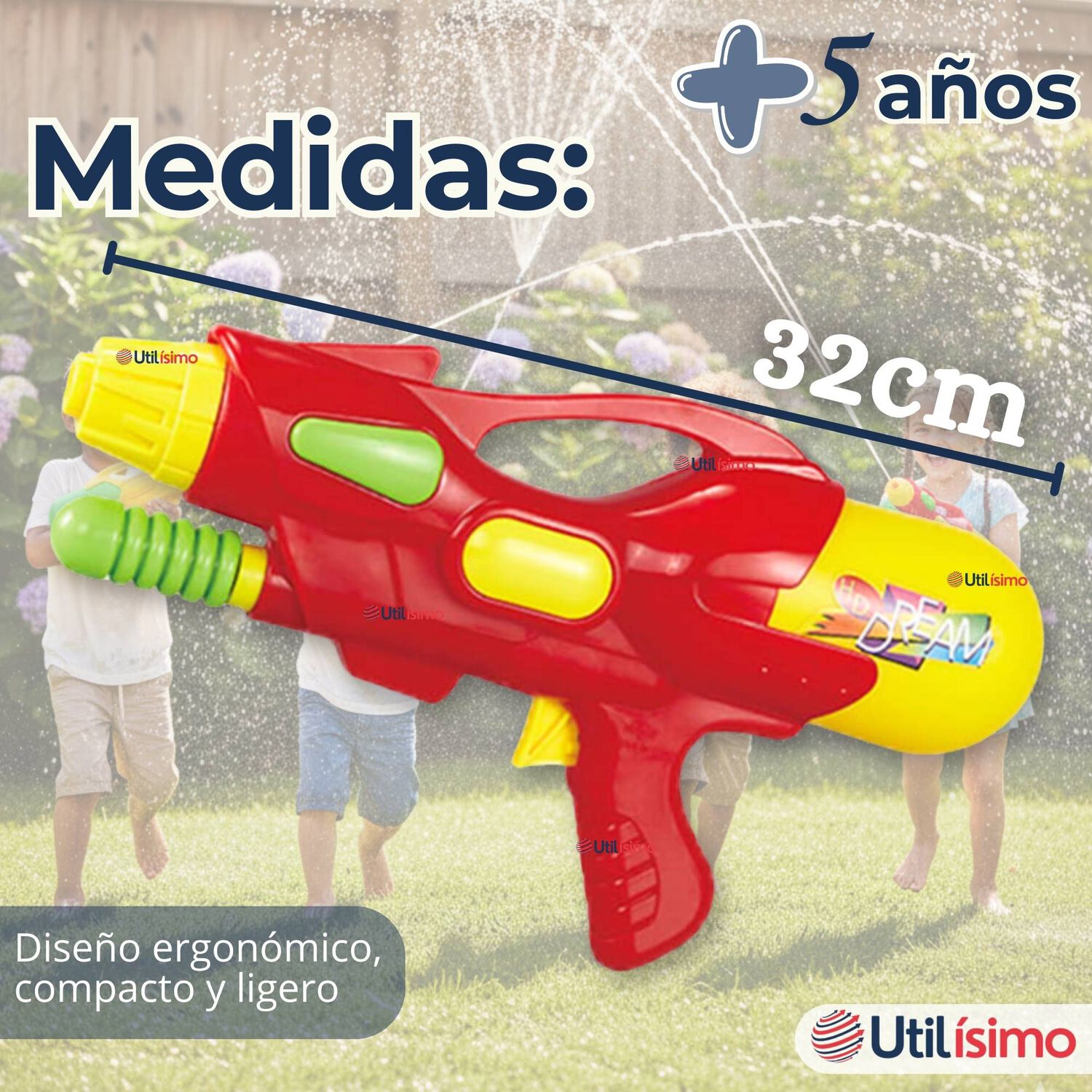 Pistola De Agua 300ml 32cm Colores Surtidos Juguete Lanza Agua Ni&ntilde;o Ni&ntilde;a image number 4.0