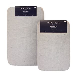 Pack 2 Alfombras De Ba&ntilde;o Ultra Suave Nautica 40x60 + 50x80cm Gris Claro