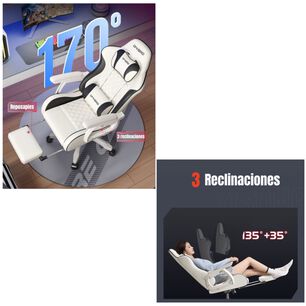 Silla Gamer Ergon&oacute;mica Reclinable Con Reposapies Negra