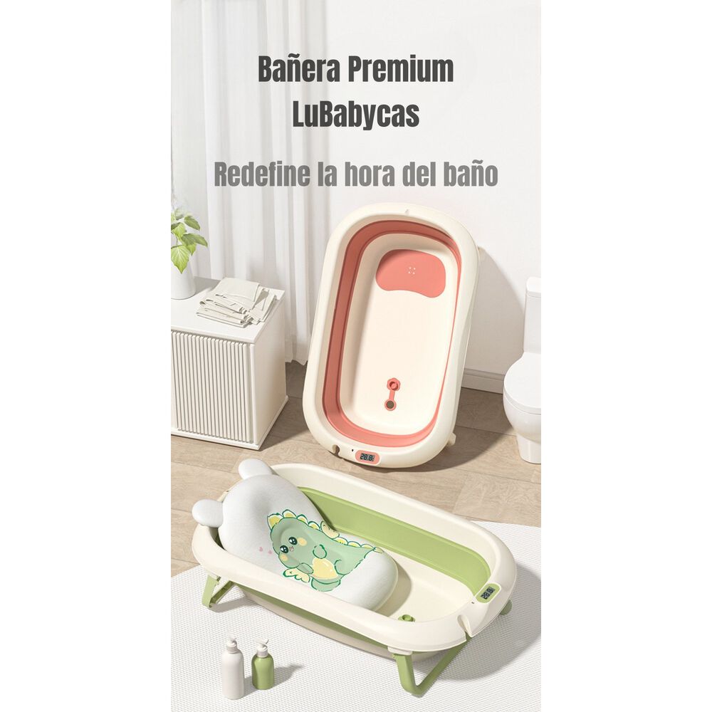 Ba&ntilde;era Con Term&oacute;metro Coj&iacute;n Premium Verde Lubabycas image number 5.0