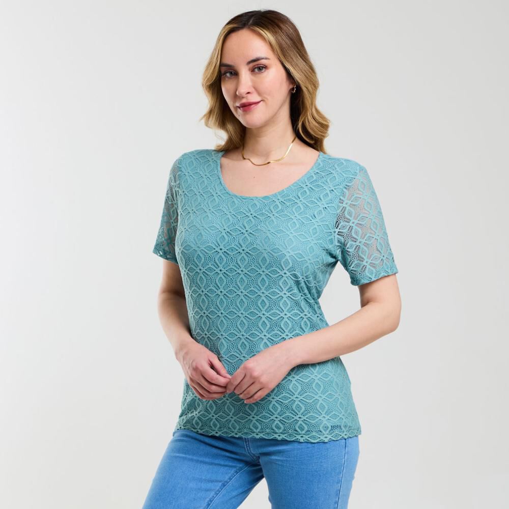 Polera Lace Delantero Manga Corta Cuello Redondo Mujer Geeps image number 2.0