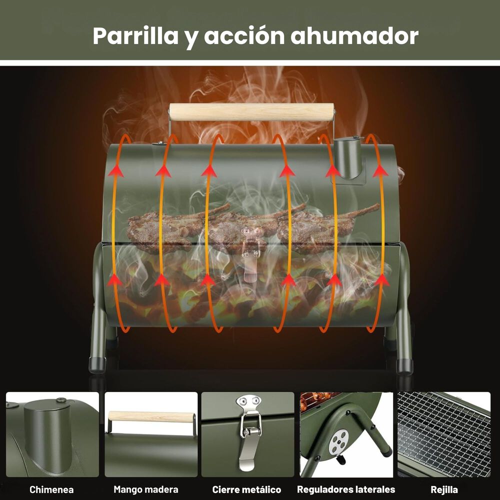 Parrilla Ahumador Doble Portatil Carbon Camping image number 2.0