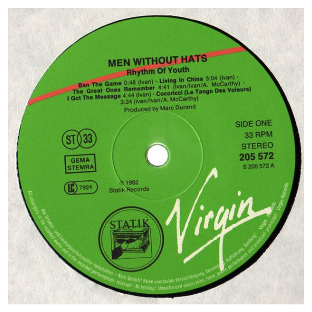 Men Without Hats - Rhythm Of Youth | Vinilo Usado image number 2.0