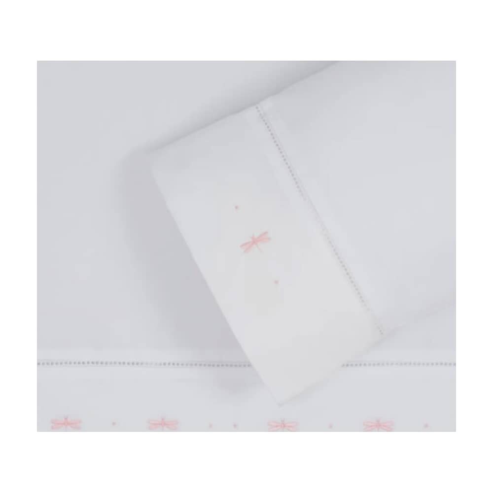 S&aacute;bana Cuna Bordada Lib&eacute;lulas Rosado 220 Hilos image number 2.0