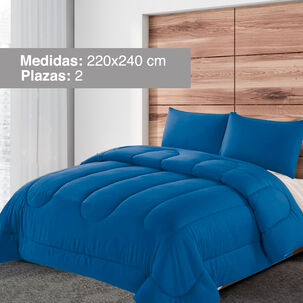 Plum&oacute;n Liso Colors 2 Plazas Azul