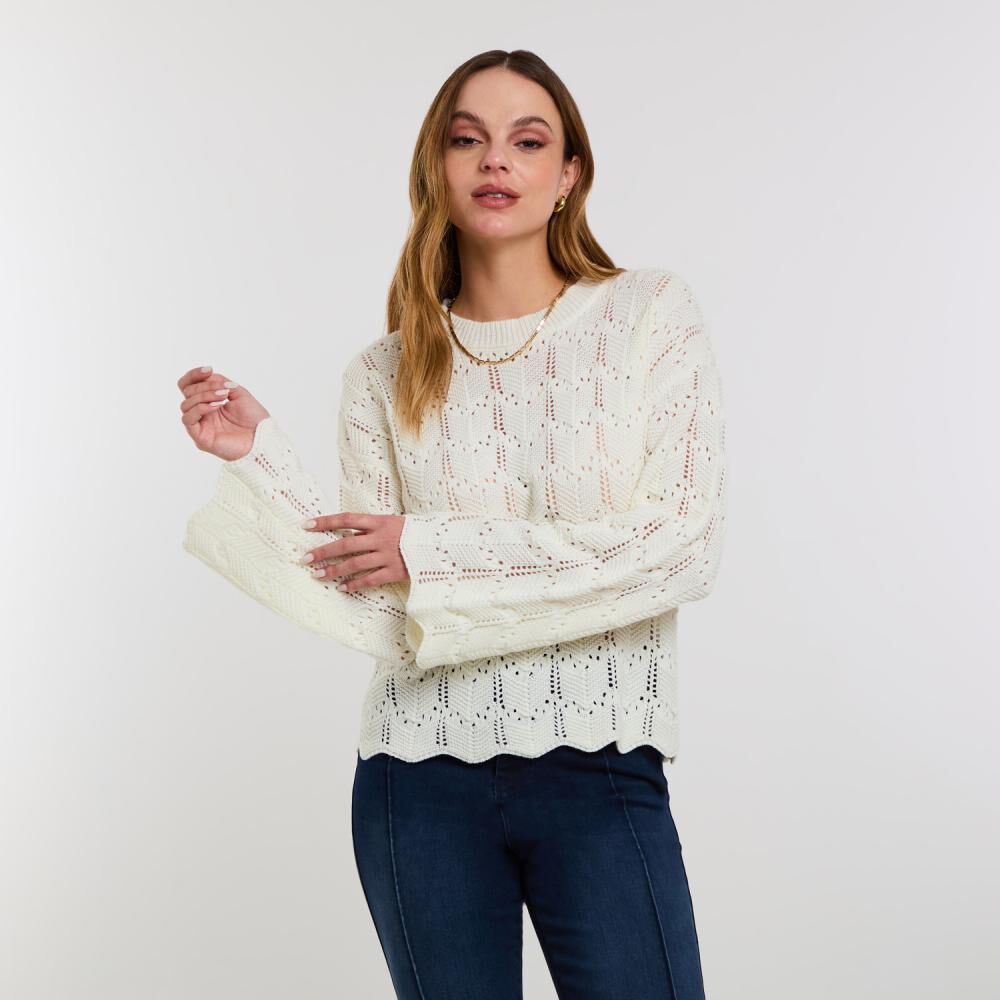 Sweater Calado Manga Larga Cuello Redondo Mujer Kimera image number 0.0