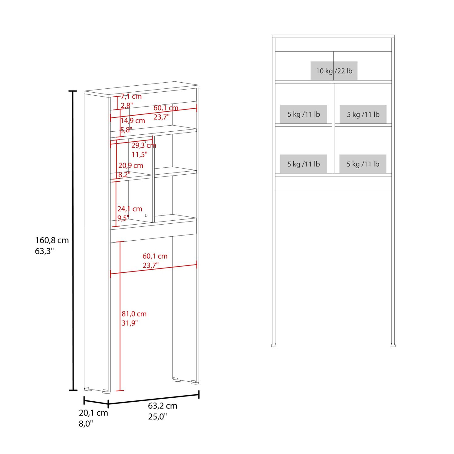 Estante Wc 5 Repisas Fm-014b - Blanco image number 6.0