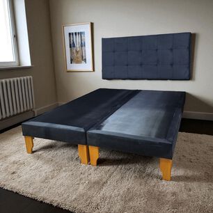 Cama Dos Plazas Felpa Negra